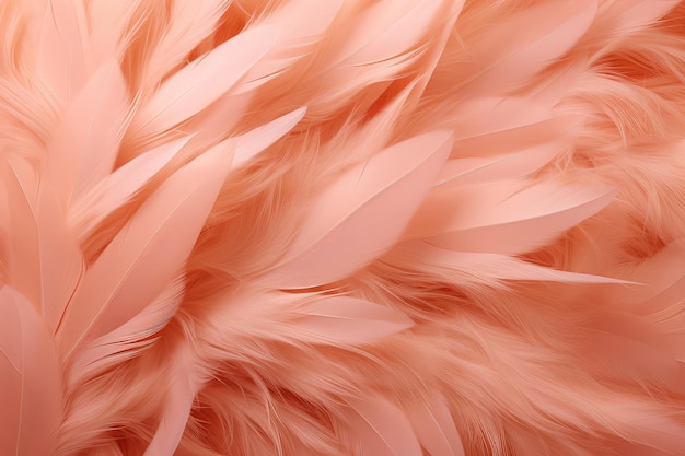 Foto hermosas plumas rosadas de fondo en colores naranja pastel pluma rosada esponjosa pelusa de melocotón