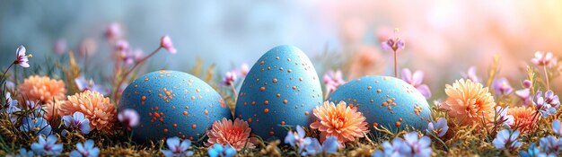 Hermosas postales con decoración de Pascua y huevos de Pascua pintados de colores