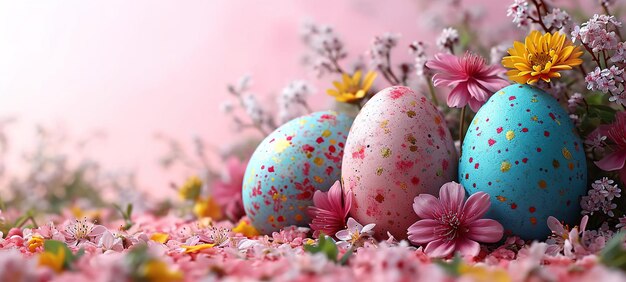 Hermosas postales con decoración de Pascua y huevos de Pascua pintados de colores