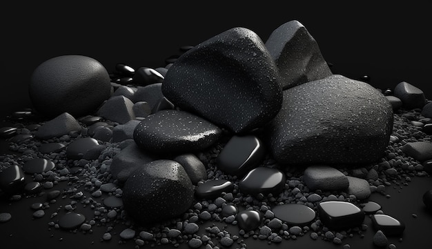 Hermosas rocas negras textura guijarros piedras imágenes AI Generated Art