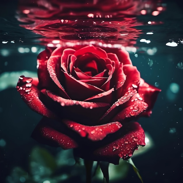 Hermosas rosas bajo el agua generadas por la IA