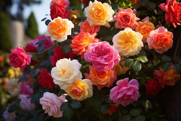 Hermosas rosas al aire libre