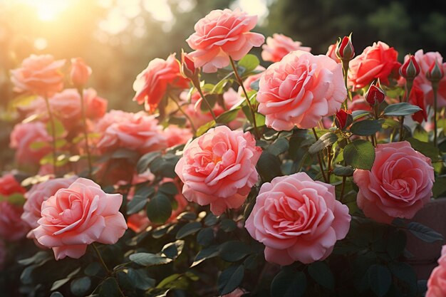 Hermosas rosas al aire libre