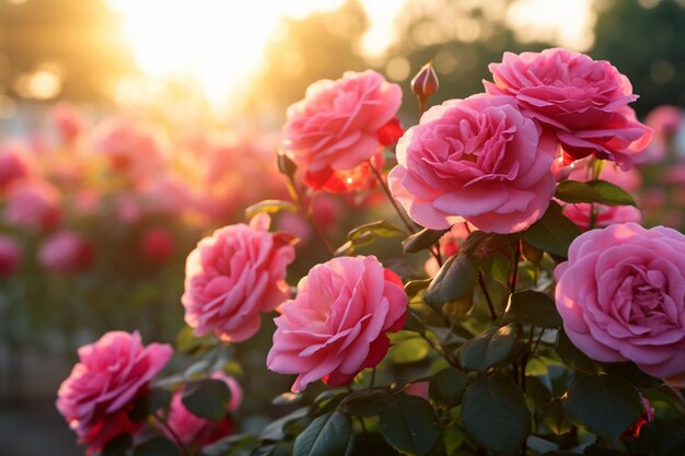 Hermosas rosas al aire libre