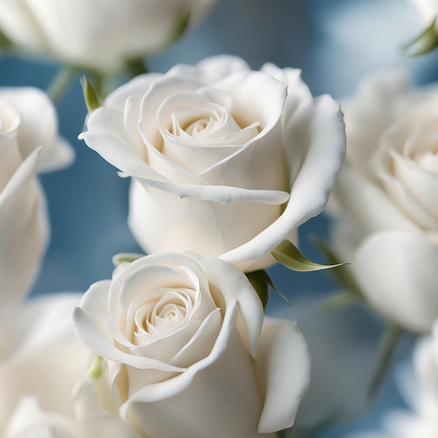 Hermosas rosas blancas de fondo festivo