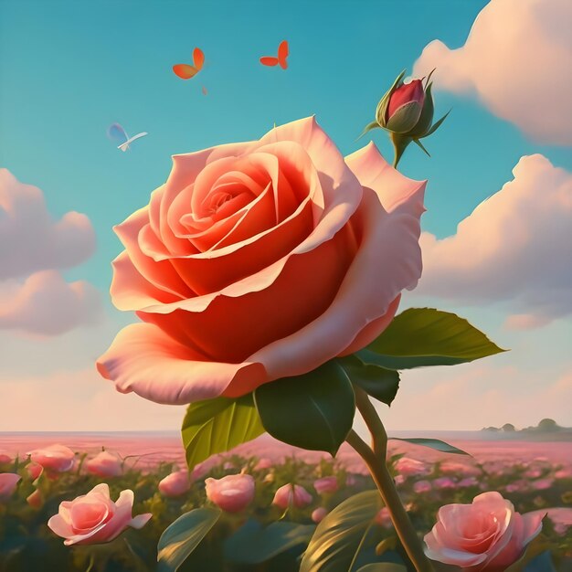 hermosas rosas florecen en el cielo