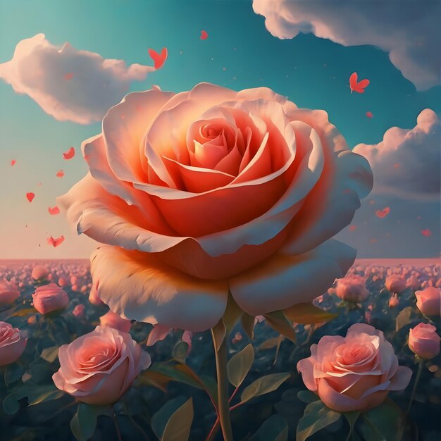 hermosas rosas florecen en el cielo