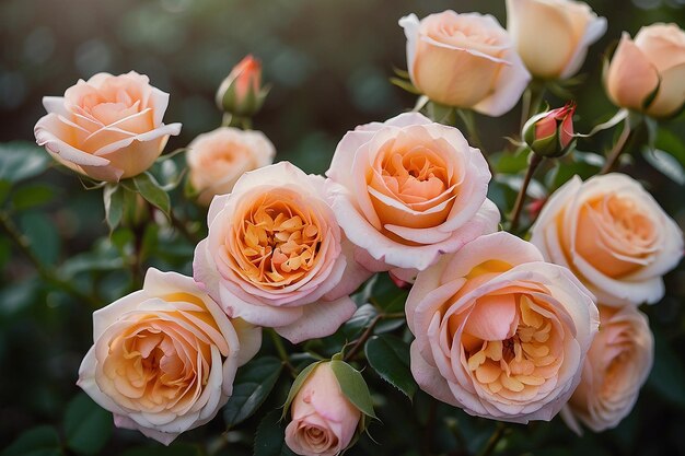 Hermosas rosas floreciendo en el jardín