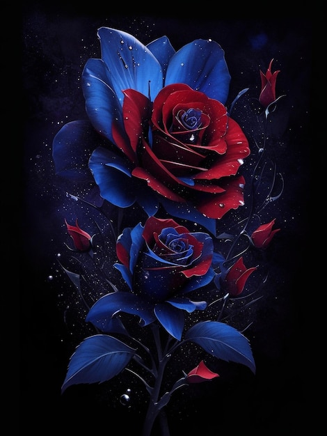 Hermosas rosas con fondo negro