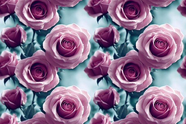 Hermosas rosas fondo transparente flores románticas lujo repetición telón de fondo ilustración 3D
