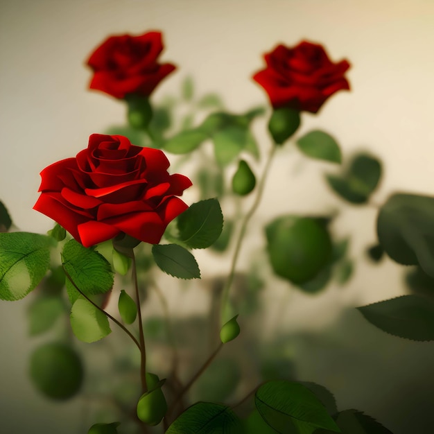 Foto hermosas rosas rojas impresionantes en imágenes generativas de ia de alta calidad