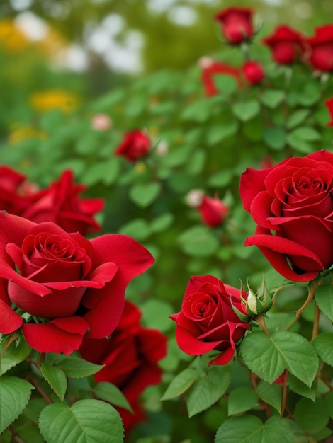 Hermosas rosas rojas en el jardín