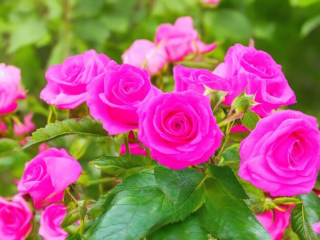 Foto hermosas rosas rosadas florecen en el jardín