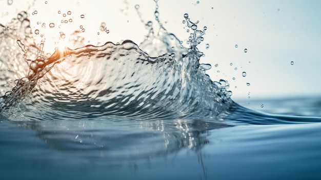 Foto hermosas salpicaduras y olas en el agua.