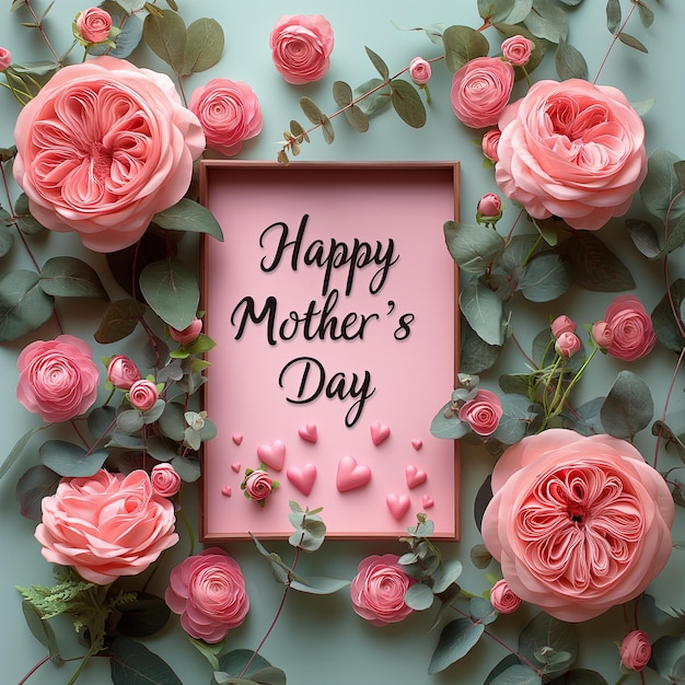 Hermosas tarjetas de felicitación Feliz día de la madre con flores de fondo