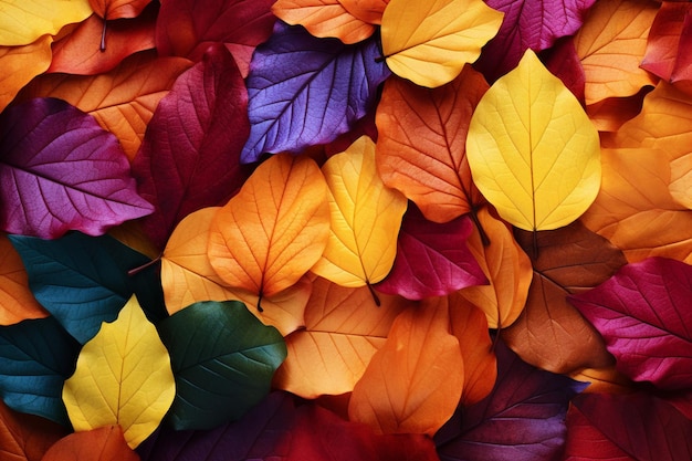 Hermosas tomas de árboles con hojas coloridas en un bosque de otoño