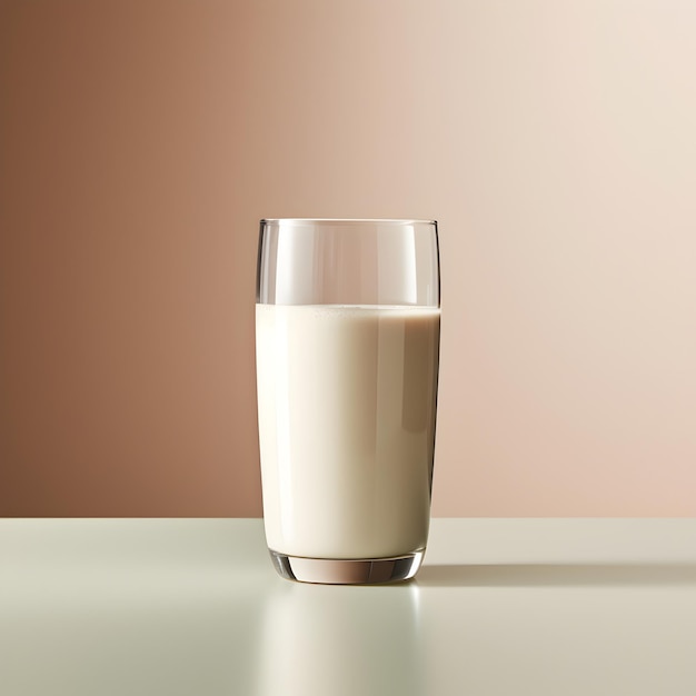 Hermosas tomas comerciales de un vaso de batido de leche de estilo minimalista con fondo contemporáneo
