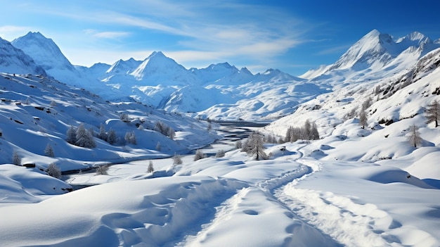 Foto hermosas vistas de las montañas cubiertas de nieve