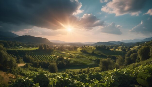 Hermosas vistas con paisaje natural de fondo orgánico