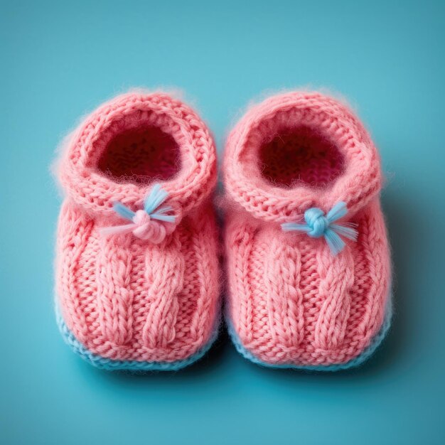 Hermosas zapatillas de punto para bebés un par de rosas y un par de azules