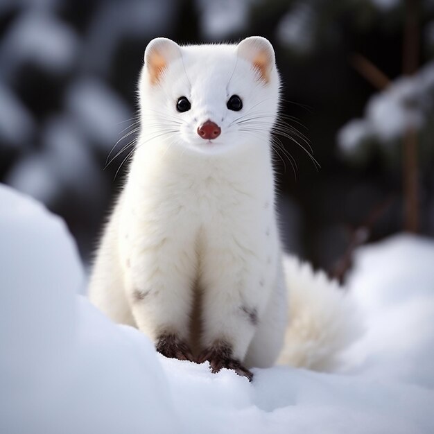 Foto el hermoso y acogedor ermine en invierno