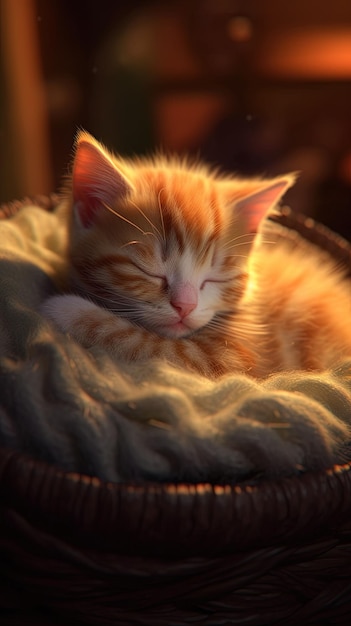 hermoso y adorable gatito gatito durmiendo