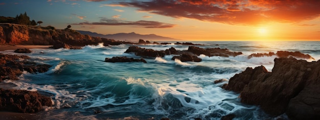 hermoso amanecer desde la orilla de la playa