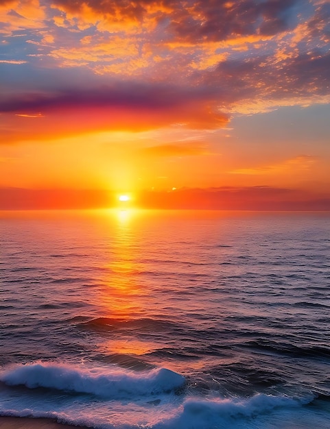 Hermoso amanecer sobre el mar