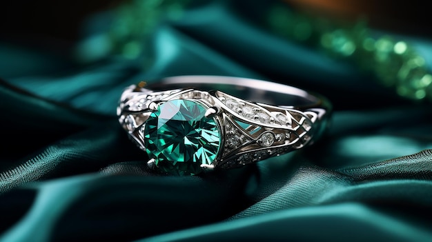 hermoso anillo de compromiso con diamantes generador por ai
