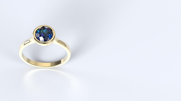 Hermoso anillo femenino color gema piedra rosa o oro amarillo o blanco o platino 3d render