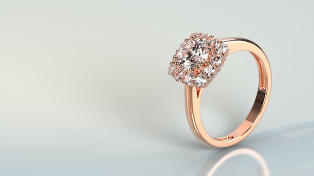 Hermoso anillo halo en oro rosa