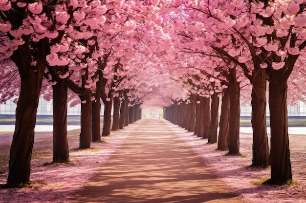 hermoso árbol de cerezas con flores rosadas
