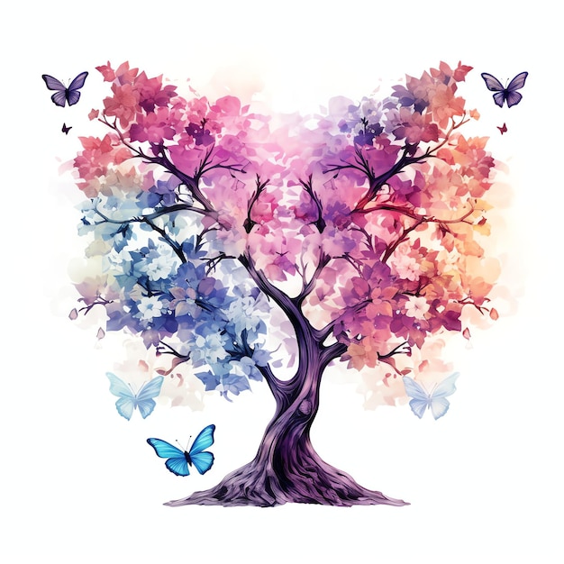 hermoso árbol colorido mágico cuento de hadas clipart ilustración