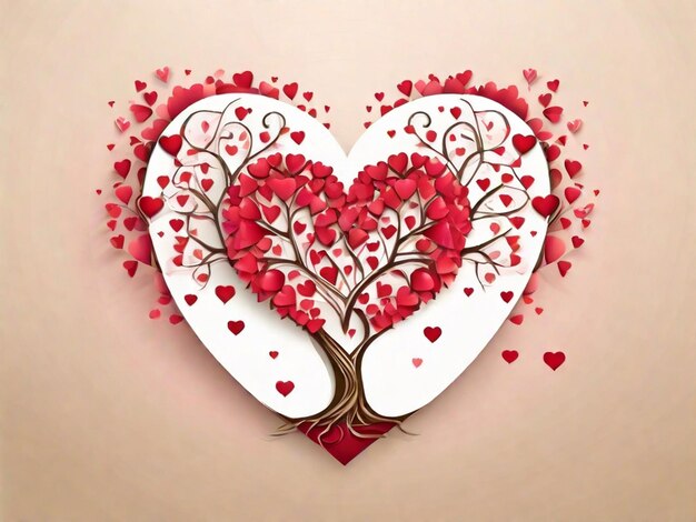 hermoso árbol de forma de corazón valentines de fondo