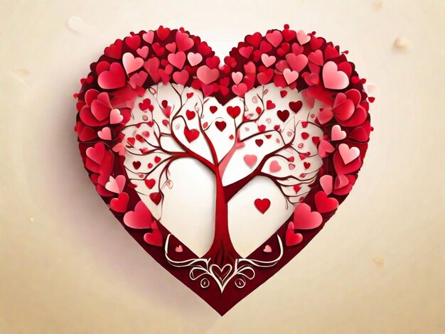 hermoso árbol de forma de corazón valentines de fondo