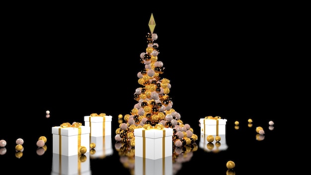 Foto hermoso árbol de navidad año nuevo representación 3d