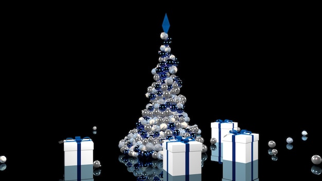 Hermoso árbol de navidad año nuevo representación 3D