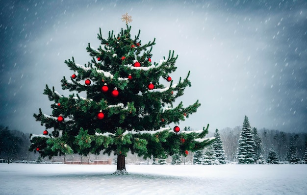 hermoso árbol de Navidad en el bosque