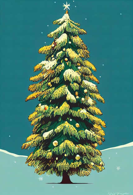 Hermoso árbol de Navidad decorado para Año Nuevo o Navidad Vacaciones de invierno Ilustración 3d