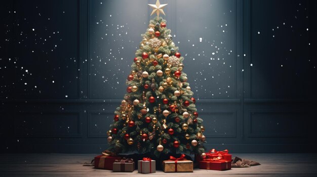 Foto hermoso árbol de navidad en estudio