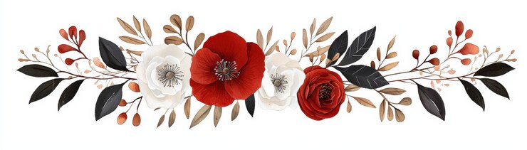 Un hermoso arreglo floral con flores rojas y blancas con hojas perfectas para la decoración y los proyectos de diseño