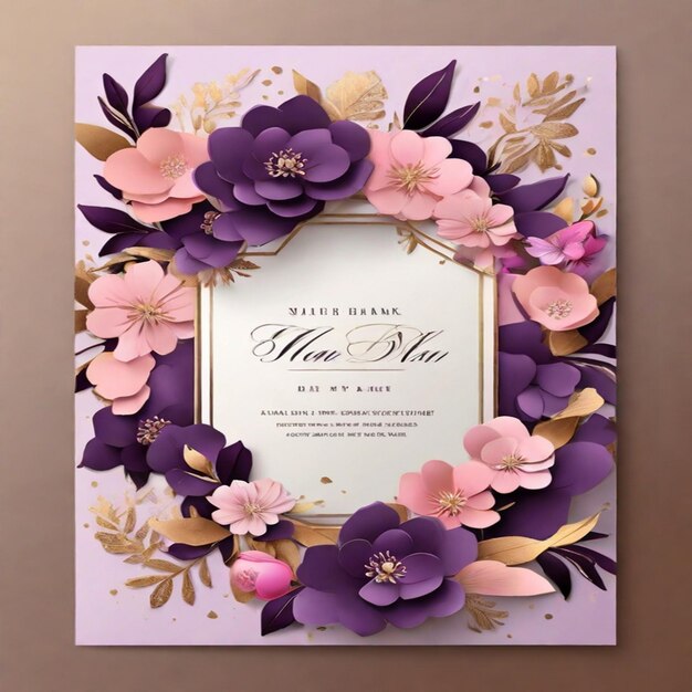 Un hermoso y atractivo diseño de tarjeta de invitación de boda de lujo con un elegante fondo floral