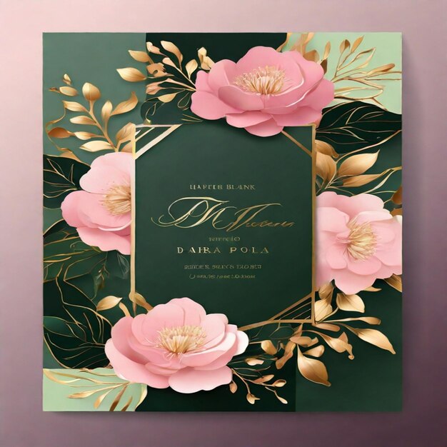 Un hermoso y atractivo diseño de tarjeta de invitación de boda de lujo con un elegante fondo floral