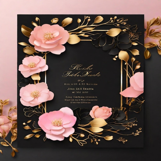 Foto un hermoso y atractivo diseño de tarjeta de invitación de boda de lujo con un elegante fondo floral