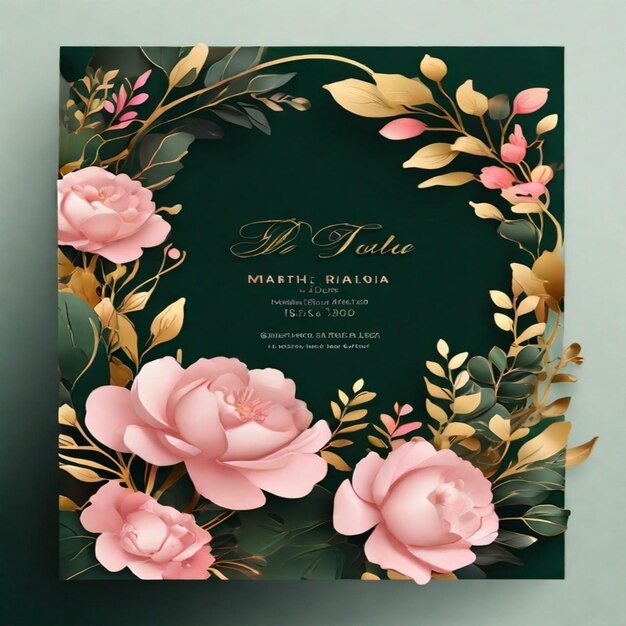 Un hermoso y atractivo diseño de tarjeta de invitación de boda de lujo con un elegante fondo floral