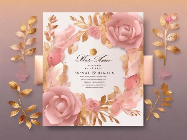 Foto un hermoso y atractivo diseño de tarjeta de invitación de boda de lujo con un elegante fondo floral