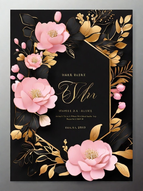 Un hermoso y atractivo diseño de tarjeta de invitación de boda de lujo con un elegante fondo floral