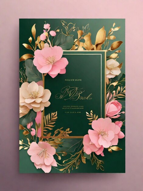 Foto un hermoso y atractivo diseño de tarjeta de invitación de boda de lujo con un elegante fondo floral