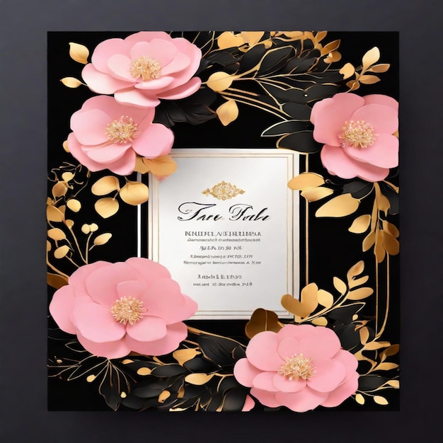 Un hermoso y atractivo diseño de tarjeta de invitación de boda de lujo con un elegante fondo floral