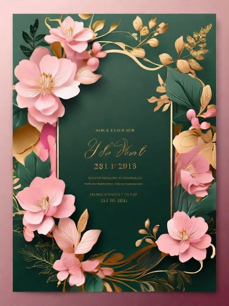 Un hermoso y atractivo diseño de tarjeta de invitación de boda de lujo con un elegante fondo floral